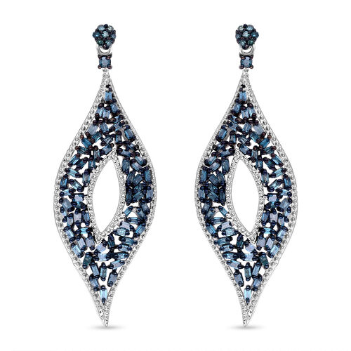 Blaue Diamant Ohrringe, 925 Silber platiniert, ca. 1.00 ct image number 0
