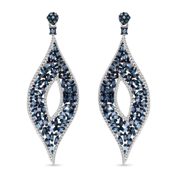 Blaue Diamant Ohrringe, 925 Silber platiniert, ca. 1.00 ct image number 0