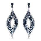 Blaue Diamant Ohrringe, 925 Silber platiniert, ca. 1.00 ct