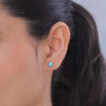 D'Joy Sleeping Beauty T&uuml;rkis Ohrringe 925 Silber Platiniert ca. 1.09 ct