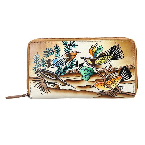 SUKRITI – handbemalte Echtleder Brieftasche, braun image number 0