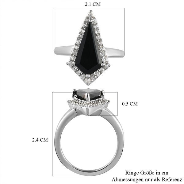 Schwarzer Turmalin und Zirkon-Ring, 925 Silber platiniert  ca. 3,62 ct image number 7