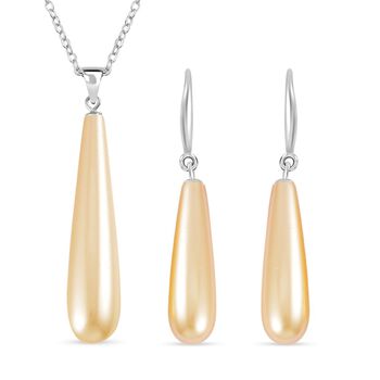 Goldene Muschelkernperle Schmuckset Reiner Edelstahl