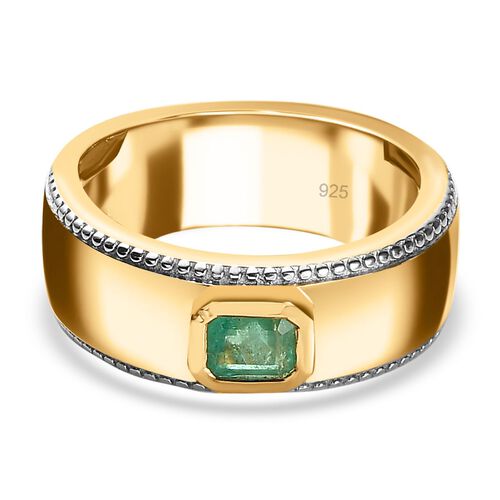 AAA Smaragd Ring, 925 Silber Gelbgold Vermeil, (Größe 17.00) ca. 0.45 ct image number 0