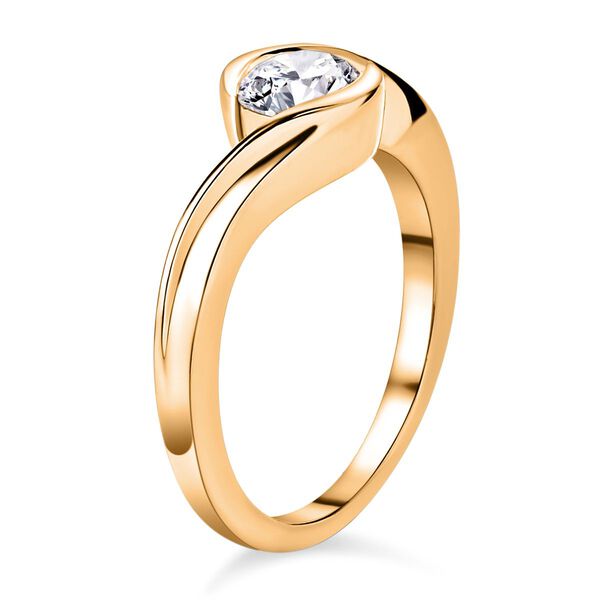 Moissanit Ring, 925 Silber 750 Gelbgold Vermeil - 0,76 ct. image number 6