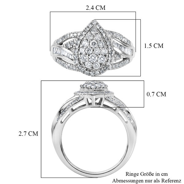 LUXURIANT DIAMOND - Lab Grown Diamant SI-GH SGL zertifiziert Ring 925 Silber Rhodiniert (Gr&ouml;&szlig;e 19.00) ca. 1.00 ct image number 7