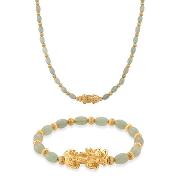 Gr&uuml;ne Aventurin Pixiu Halskette und Armband