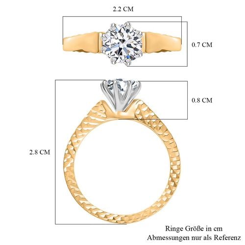 Lab Grown Diamant SI Ring 925 Silber 750 Gelbgold Vermeil (Größe 18.00) ca. 1,00 ct image number 6