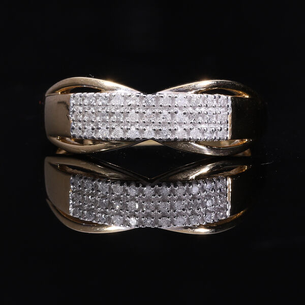Wei&szlig;er Diamant Ring, 925 Silber Gelbgold Vermeil, (Gr&ouml;&szlig;e 20.00), ca. 0.15 ct image number 5