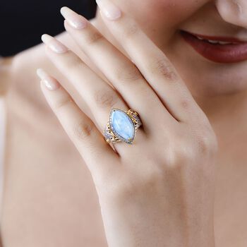 Larimar und Zirkon Cocktail Ring - 6,97 ct.