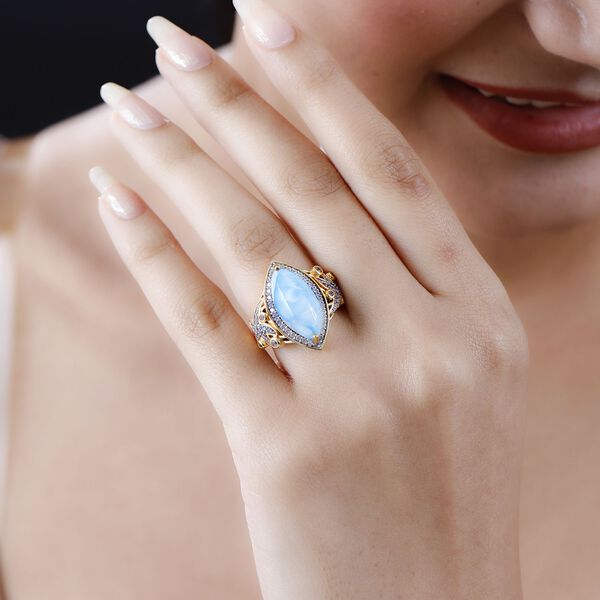 Larimar und Zirkon Cocktail Ring - 6,97 ct. image number 3
