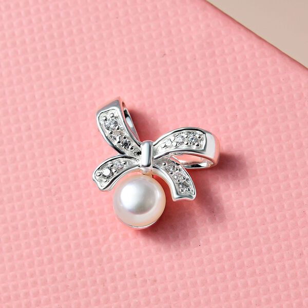 Süßwasserperle und Zirkonia-Anhänger - 1,13 ct. image number 2