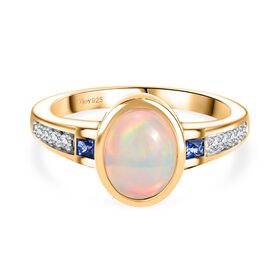 D’Joy Natürlicher, äthiopischer Welo Opal, ceylonfarbener Saphir und Zirkon Ring - 1,44 ct.