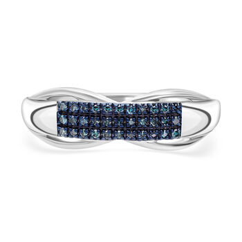 Blauer Diamant Ring, 925 Silber platiniert, (Gr&ouml;&szlig;e 21.00), ca. 0.15 ct