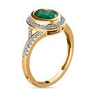 AAA Kagem sambischer Smaragd und Diamant-Halo-Ring in 585 Gelbgold, 1,38 ct. image number 4