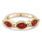 Mexikanischer Kirschfeueropal und Zirkon-Ring, 925 Silber Gelbgold Vermeil  ca. 1,04 ct image number 0