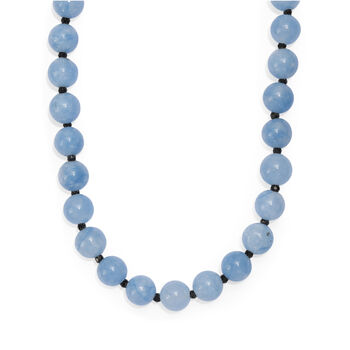 EverTrue Milchige Aquamarin und schwarze Spinell 50cm Halskette - 185 ct.