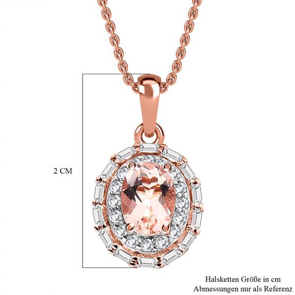 Morganit und wei&szlig;er Zirkon Anh&auml;nger mit Kette, 925 Silber Ros&eacute;gold Vermeil ca. 1.26 ct image number 6