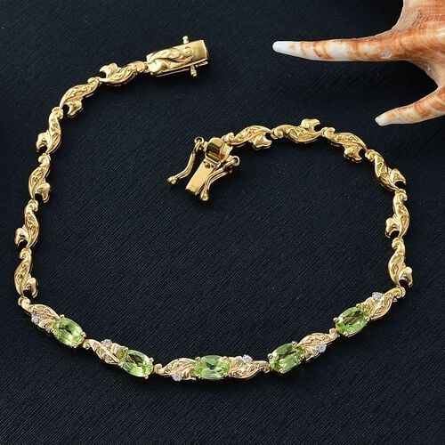 Natürliches Peridot und Zirkon Armband image number 1