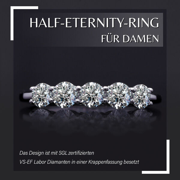 LUXURIANT SGL zertifizierter VS-EF Labor Diamant Half Eternity Ring in 585 Wei&szlig;gold - 1 ct. image number 7