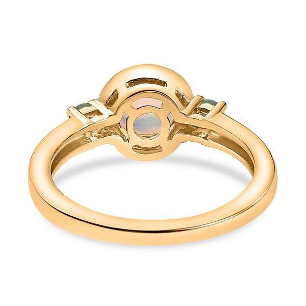 AA Natürlicher, äthiopischer Welo Opal, Smaragd Ring 925 Silber vergoldet (Größe 16.00) ca. 0,69 ct image number 7
