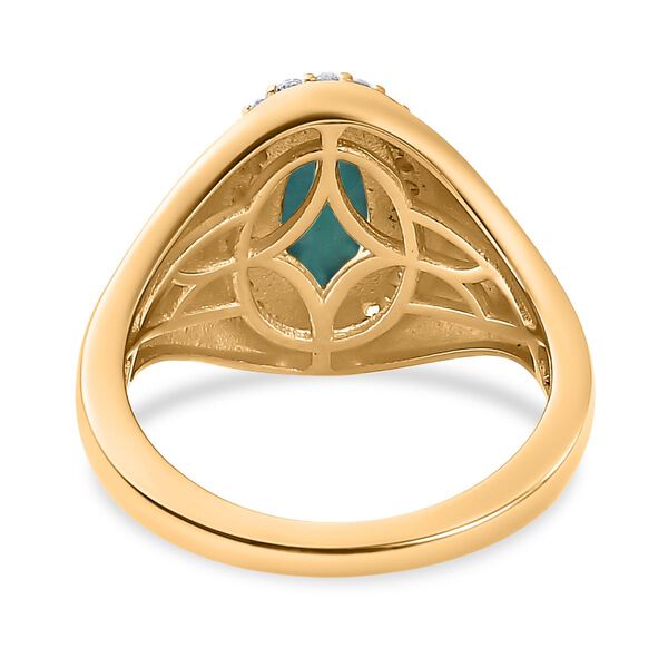 Amerikanischer, nat&uuml;rlicher Sleeping Beauty T&uuml;rkis und Zirkon-Ring - 1,30 ct. image number 6