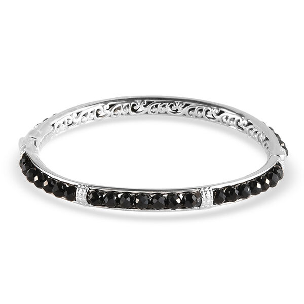 Schwarzer Spinell-Armreif, 20 cm, Messing platiniert ca. 28,10 ct image number 5