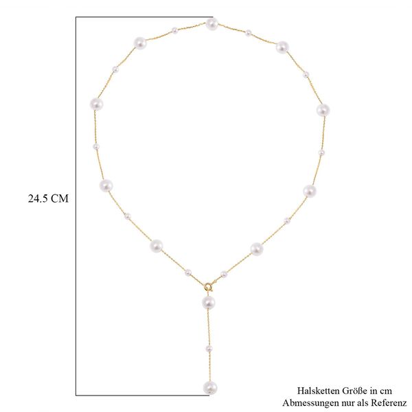 Weiße Muschelkernperle Halskette, flexibel, 925 Silber vergoldet image number 5