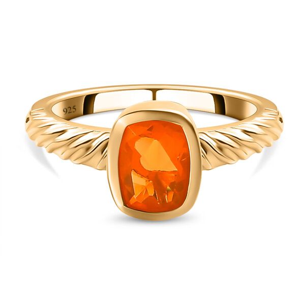 Salamanca Feueropal-Ring, 925 Silber Gelbgold Vermeil, ca. 1.07 ct image number 0
