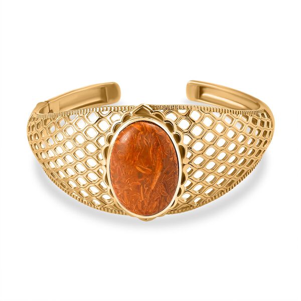 Skript Stein Armreif, ca. 19 cm, Nickelfreies Messing goldfarben, ca. 34.00 ct image number 0