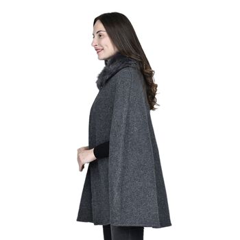 TAMSY - Kunstfell Cape, Einheitsgr&ouml;&szlig;e Dunkelgrau