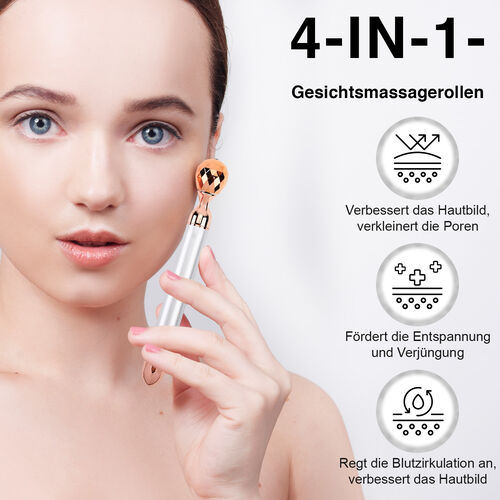 4-in-1 Gesichtsroller-Massager in Silberweiß image number 1