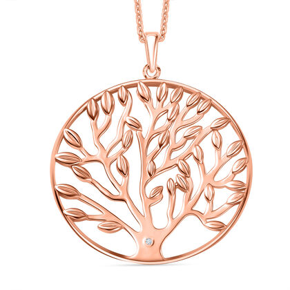 EVER TRUE Wei&szlig;er Diamant Anh&auml;nger mit Kette ca. 50 cm, Nickelfreies Messing Ros&eacute;goldfarben