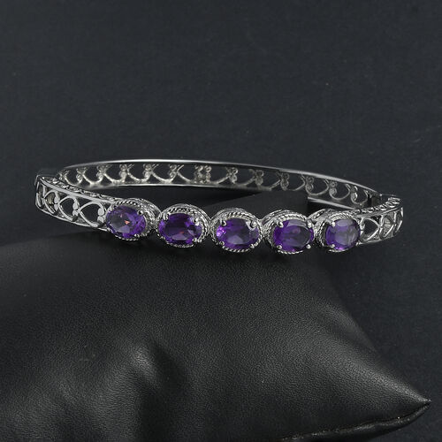Afrikanischer Amethyst Armreif ca. 18.5 cm Edelstahl ca. 5,55 ct. image number 1