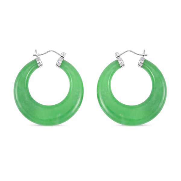 Gr&uuml;ne Jade Ohrringe, 925 Silber rhodiniert ca. 76.00 ct image number 3