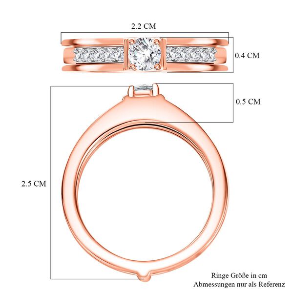 2er-Set Moissanit Ringe, 925 Silber 750 rosévergoldet - 0,48 ct. image number 7