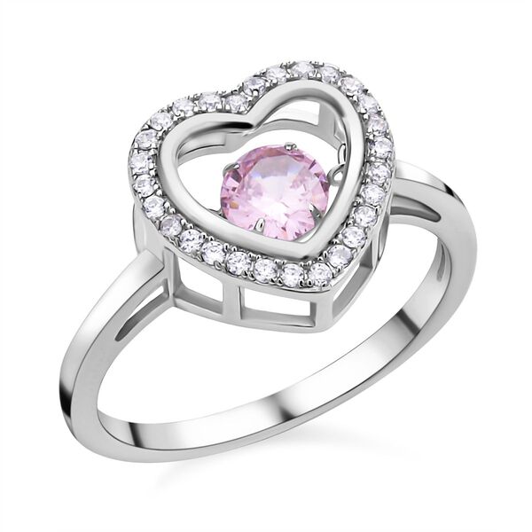 Rosa und weißer Zirkonia Ring in Herzform, 925 Silber rhodiniert (Größe 19.00), ca. 1,02 ct image number 4