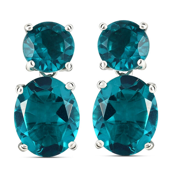 Capri-Blau Triplett Quarz-Ohrringe, 925 Silber platiniert ca. 10.07 ct image number 0