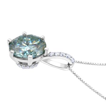 D'Joy Paraiba Moissanit und Moissanit Anh&auml;nger mit 50cm Kette - 3,54 ct.