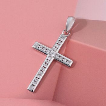 LUSTRO STELLA wei&szlig;er Zirkonia Anh&auml;nger im Kreuz-Design