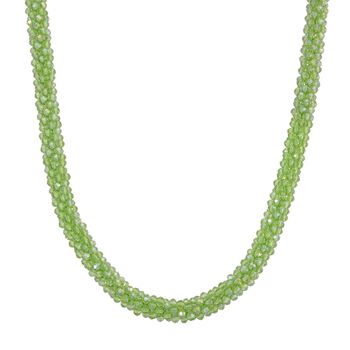 2er Set - Gr&uuml;ner Kristall Halskette und Armband, flexibel