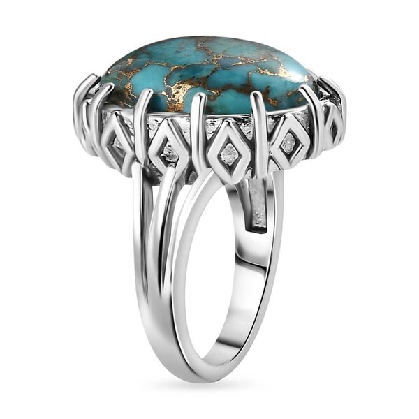 Blaues T&uuml;rkis Ring, Edelstahl, (Gr&ouml;&szlig;e 17.00) ca. 11.38 ct image number 5