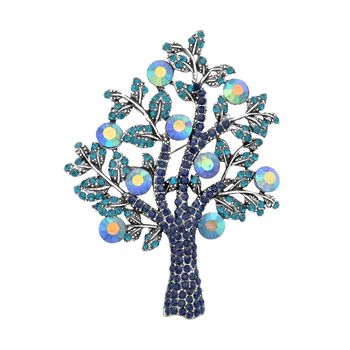 Blaue Feder-Kristallbrosche