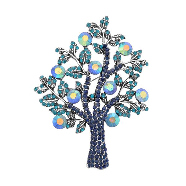 Blaue Feder-Kristallbrosche