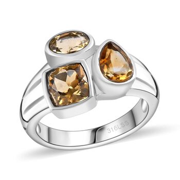 Citrin Ring Edelstahl (Gr&ouml;&szlig;e 17.00) ca. 1,99 ct