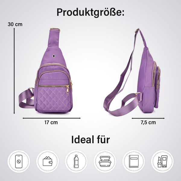 Rucksack mit RFID-Schutz in Steppoptik, 17x7,5x30cm, Lavendel image number 5
