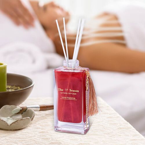 The 5th Season- 150ml Reed Diffuser Lufterfrischer in Geschenkbox mit Kunstblume, Duft: French Block, Rot image number 1