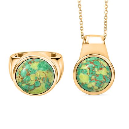 EVER TRUE AAA Gr&uuml;nes T&uuml;rkis Schmuckset ca. 50 cm (Gr&ouml;&szlig;e 17) ca. 30,00 ct.