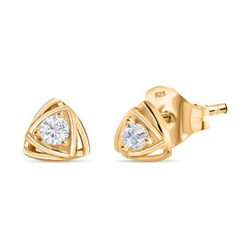 Moissanit Ohrringe, 925 Silber 750 Gelbgold Vermeil - 0,22 ct.