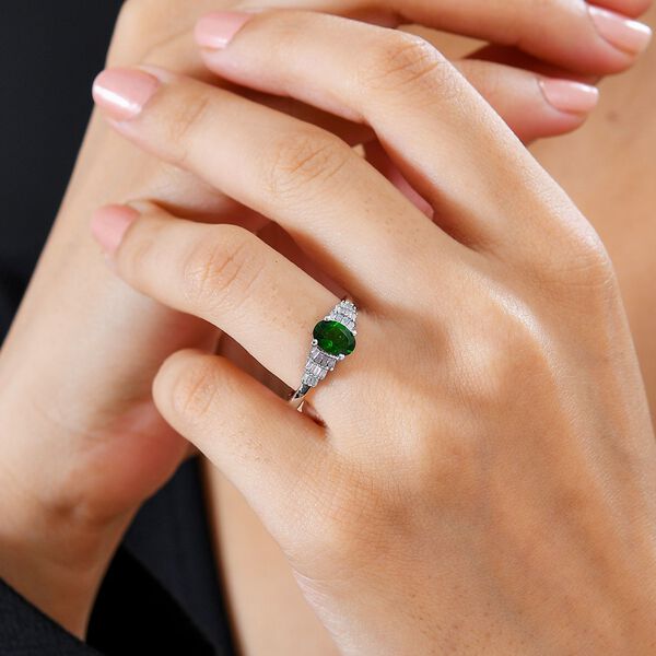 Nat&uuml;rlicher Chromdiopsid und Diamant-Ring - 1,05 ct. image number 3